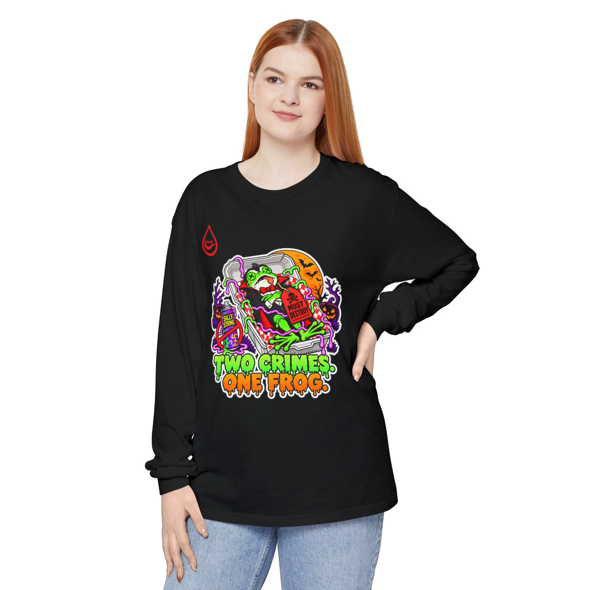 BS WETWEAR TWO CRIMES ONE FROG HALLOWEEN LONG-SLEEVE T-SHIRT