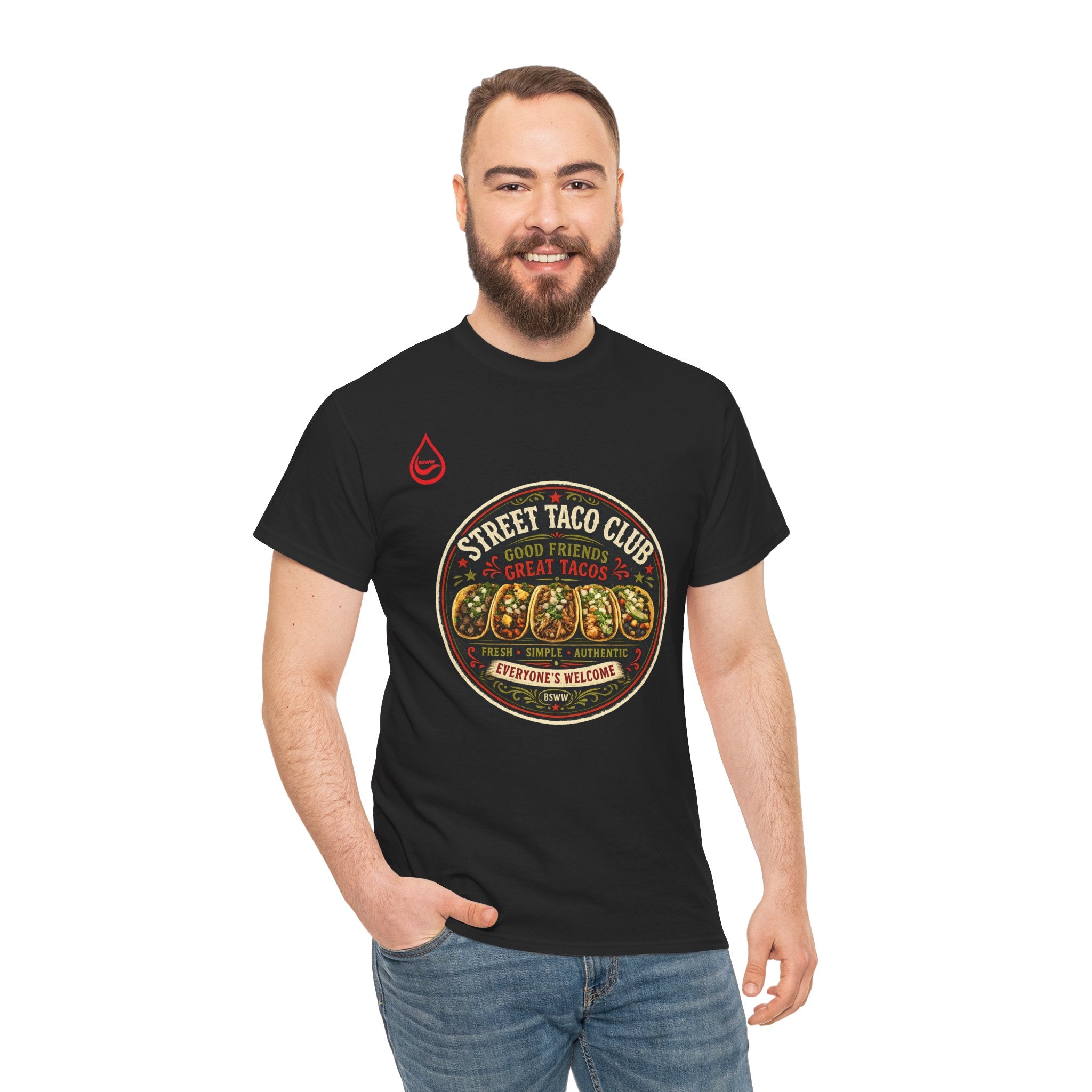 BS WETWEAR GOOD FRIENDS GREAT TACOS VINTAGE TACO CLUB T-SHIRT
