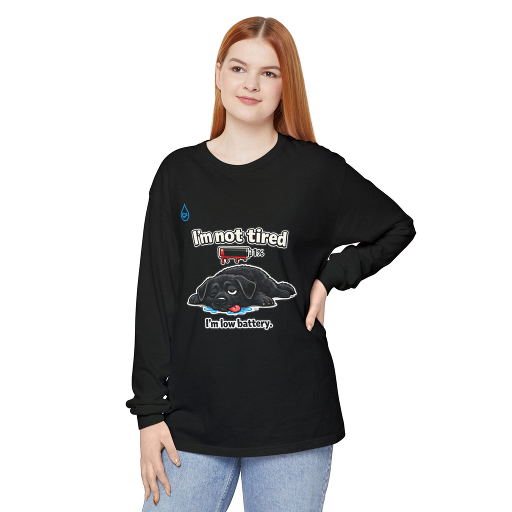 BS WETWEAR BATTERY LOW, DOG DOWN LONG SLEEVE T-SHIRT
