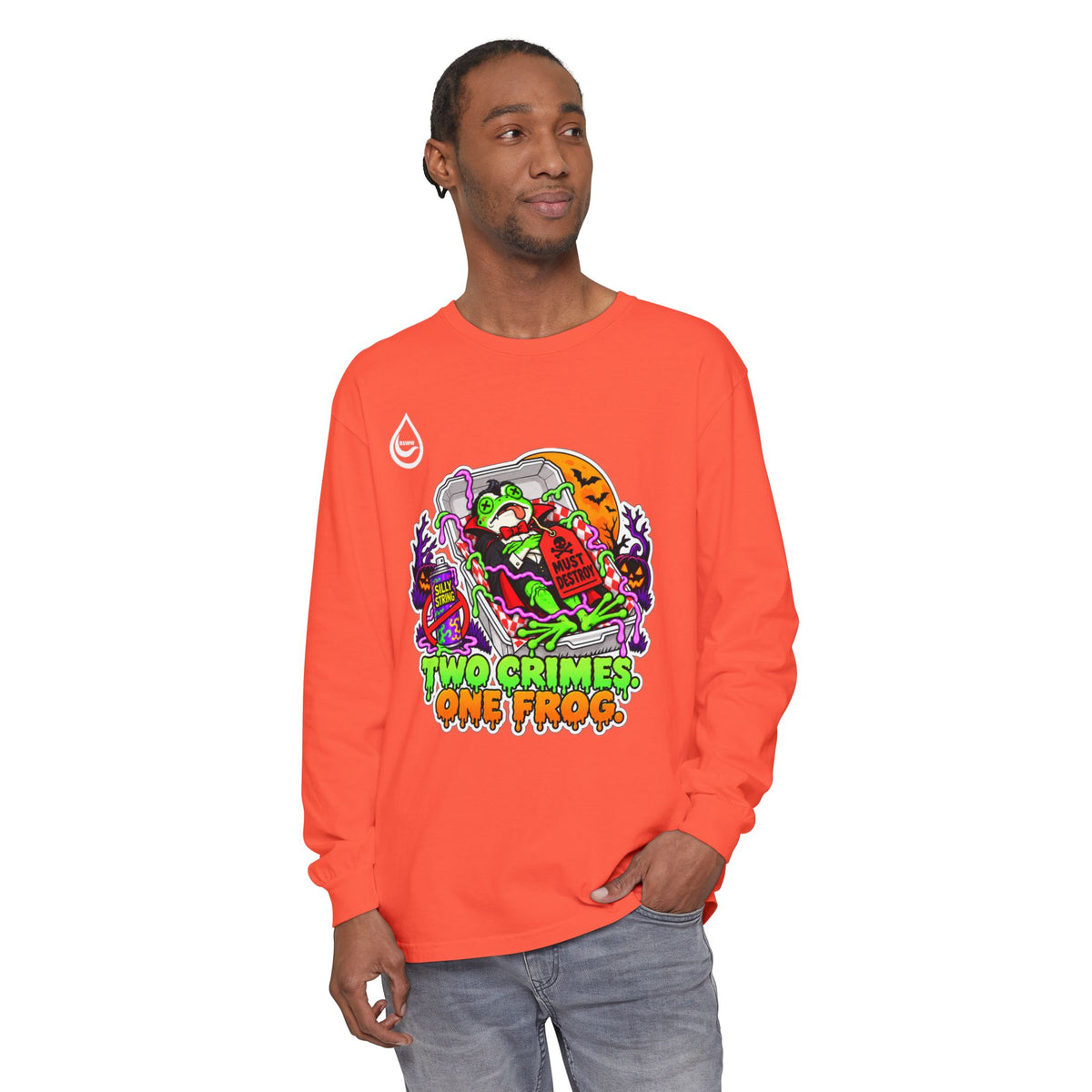 BS WETWEAR TWO CRIMES ONE FROG HALLOWEEN LONG-SLEEVE T-SHIRT