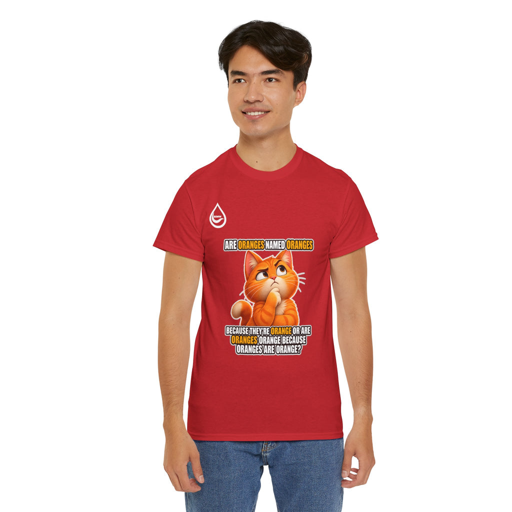 BS WETWEAR ORANGES EXPLAIN YOURSELVES CAT T-SHIRT