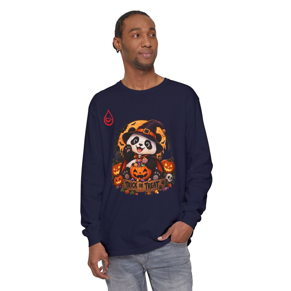 BS WETWEAR HALLOWEEN PANDA TRICK OR TREAT PARTY LONG SLEEVE T-SHIRT