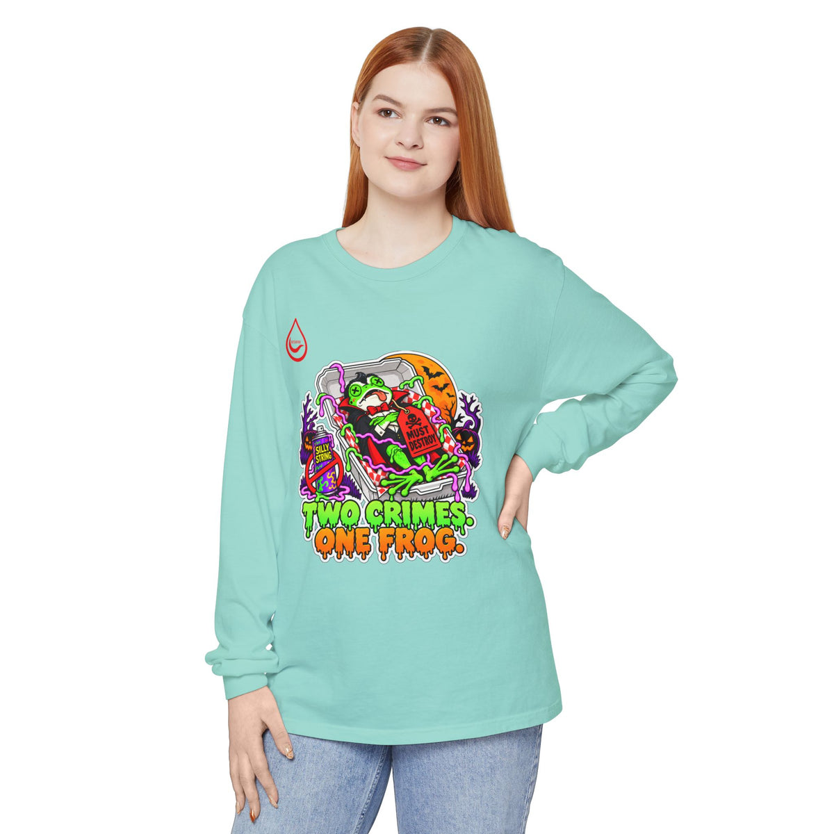 BS WETWEAR TWO CRIMES ONE FROG HALLOWEEN LONG-SLEEVE T-SHIRT