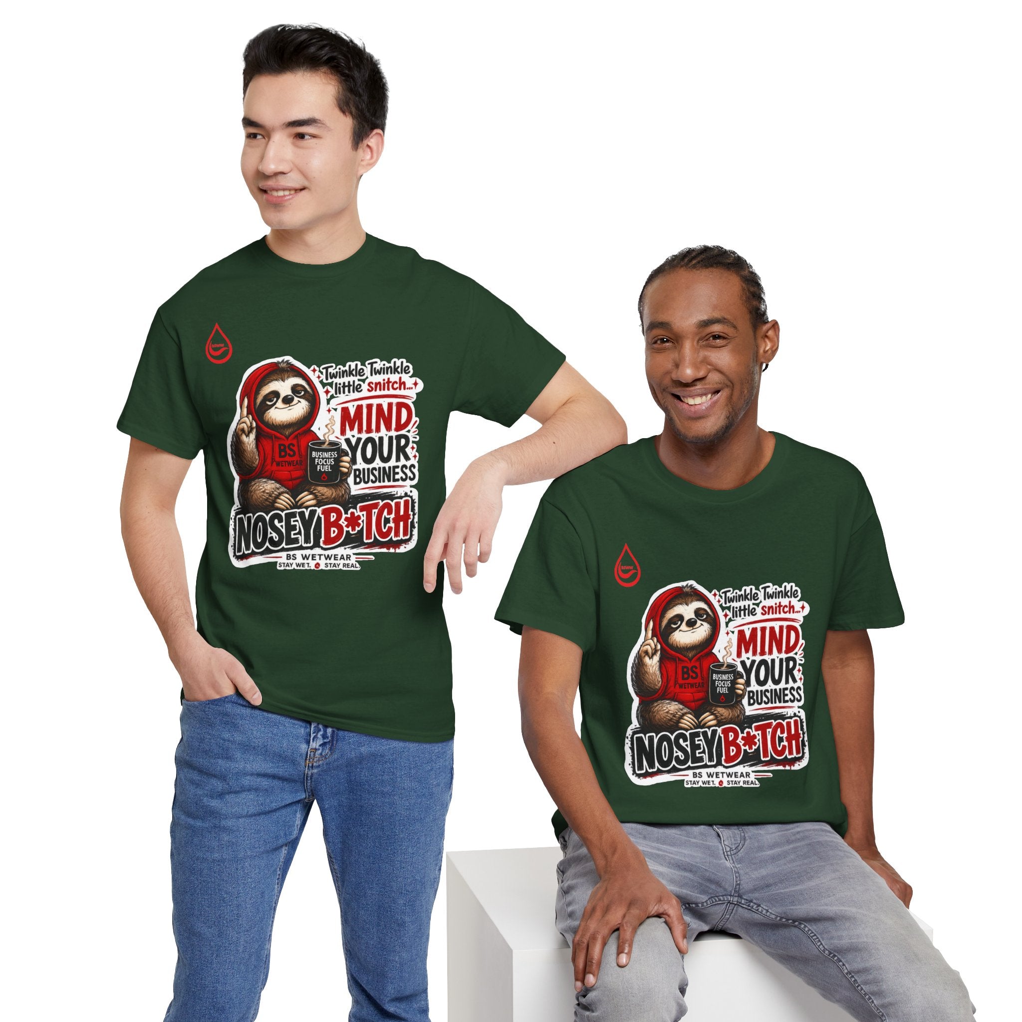BS WETWEAR COFFEE FIRST GOSSIP NEVER T-SHIRT