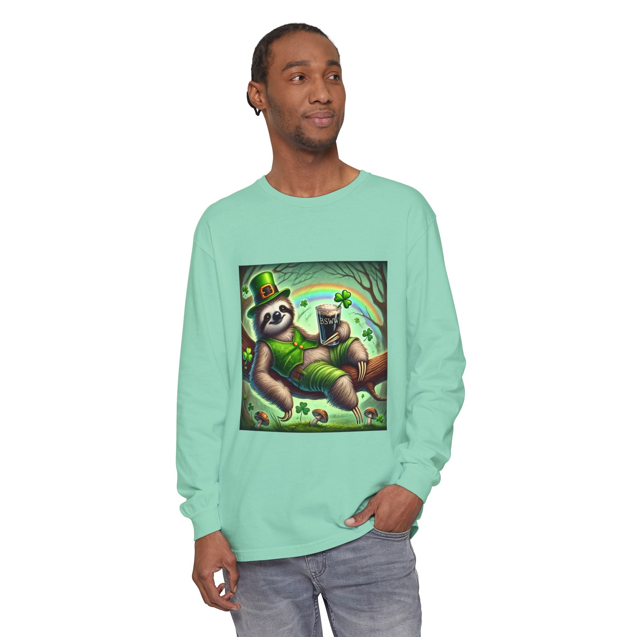 BS WETWEAR ST. PATRICK’S DAY SLOTH LONG SLEEVE T-SHIRT
