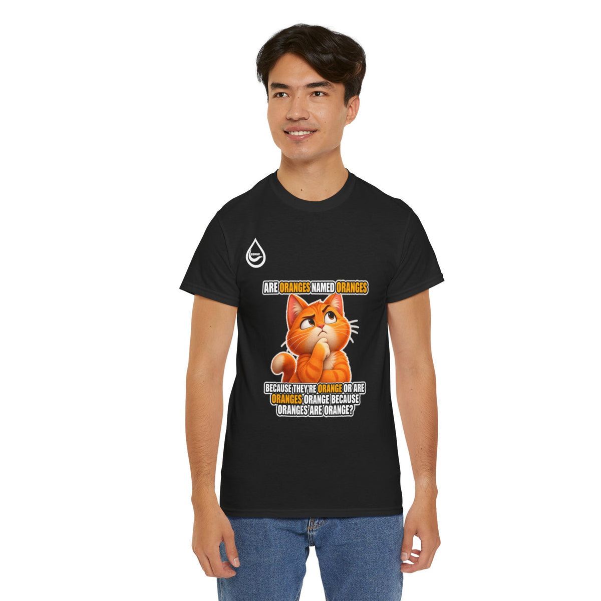 BS WETWEAR ORANGES EXPLAIN YOURSELVES CAT T-SHIRT