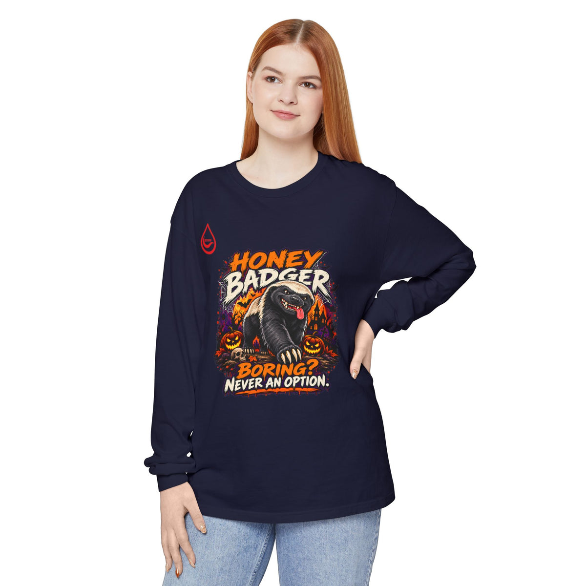 BS WETWEAR SPOOKY HONEY BADGER ATTITUDE LONG SLEEVE T-SHIRT