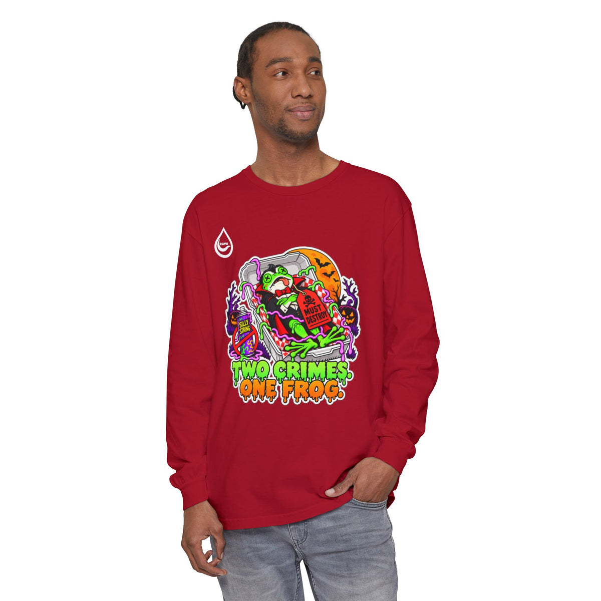 BS WETWEAR TWO CRIMES ONE FROG HALLOWEEN LONG-SLEEVE T-SHIRT