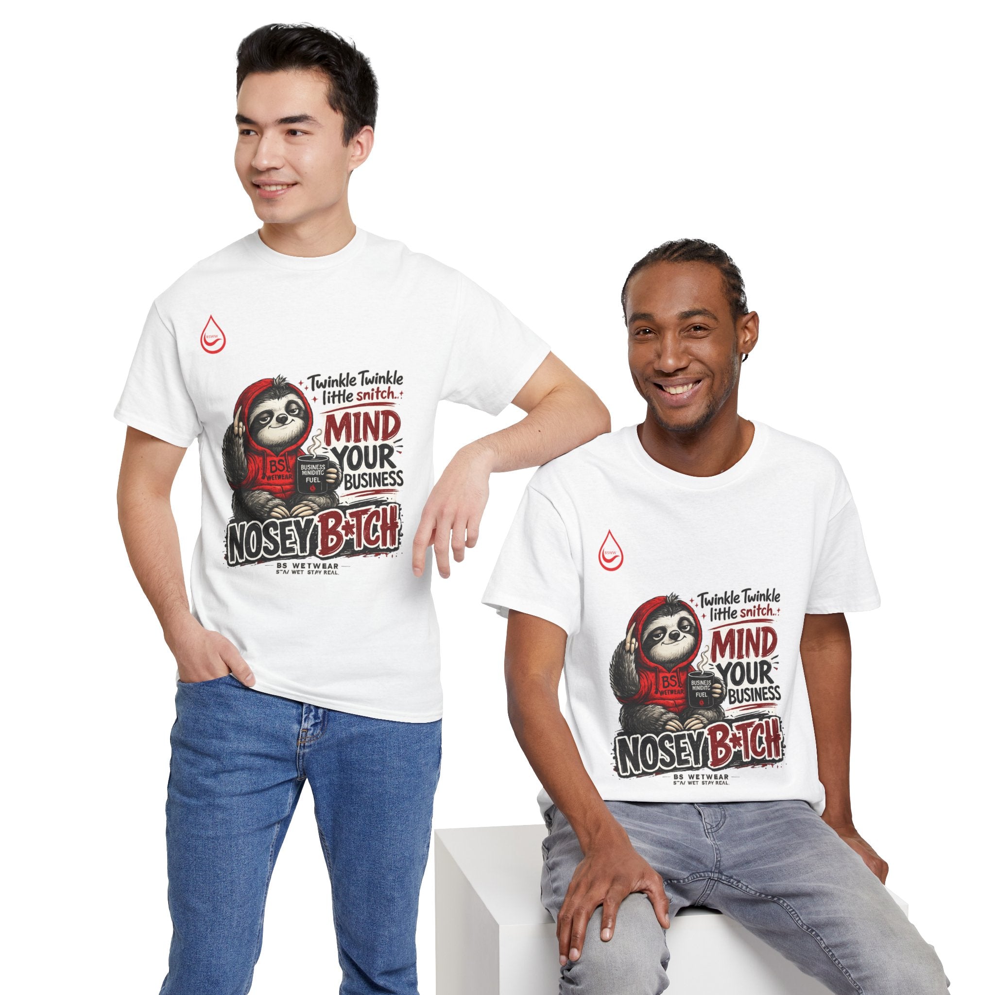 BS WETWEAR COFFEE FIRST GOSSIP NEVER T-SHIRT
