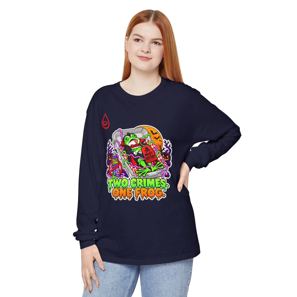 BS WETWEAR TWO CRIMES ONE FROG HALLOWEEN LONG-SLEEVE T-SHIRT