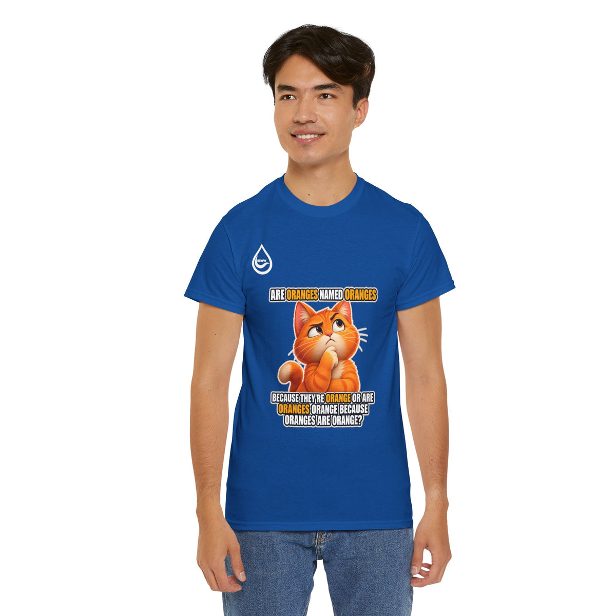 BS WETWEAR ORANGES EXPLAIN YOURSELVES CAT T-SHIRT