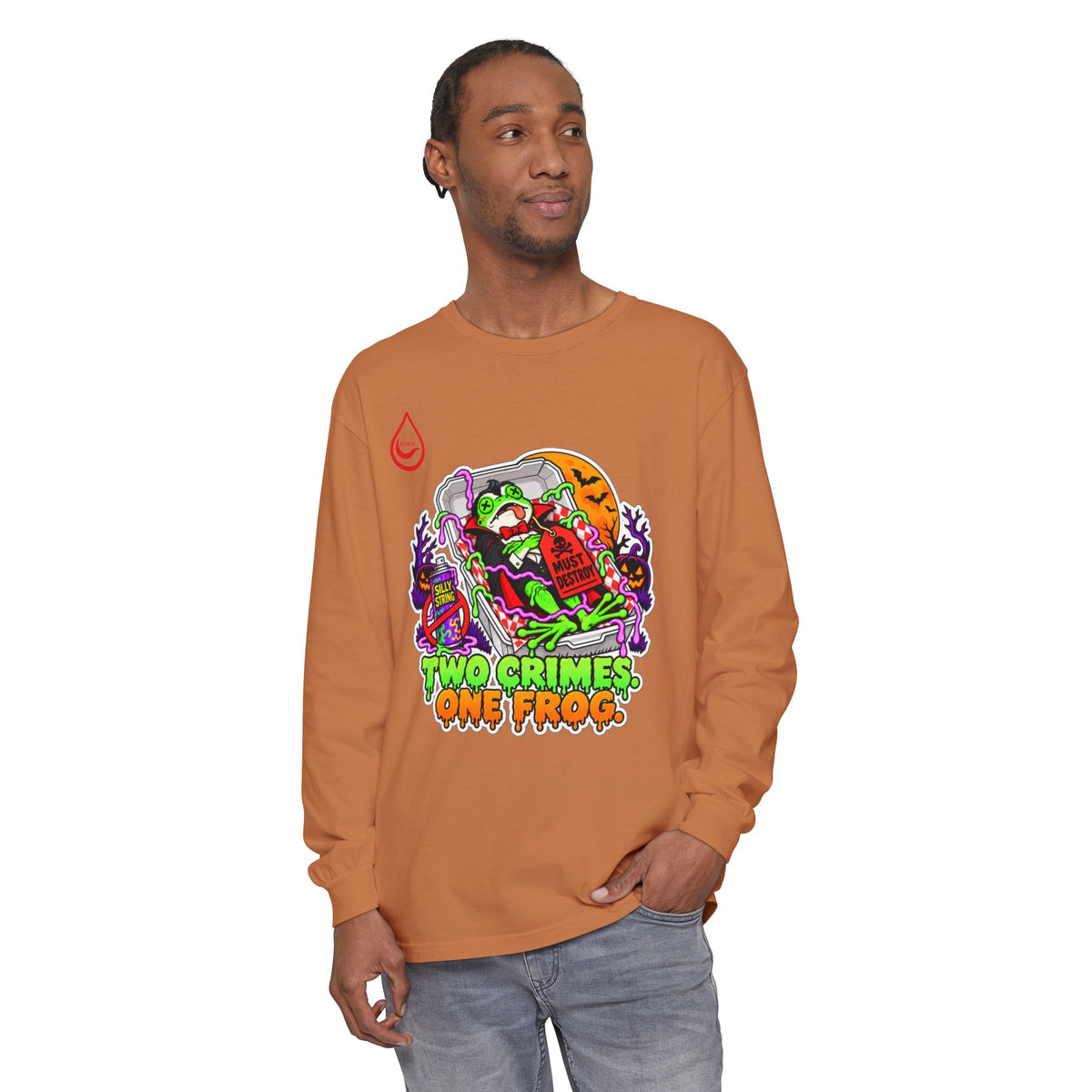 BS WETWEAR TWO CRIMES ONE FROG HALLOWEEN LONG-SLEEVE T-SHIRT