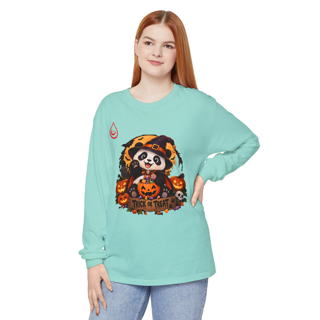 BS WETWEAR HALLOWEEN PANDA TRICK OR TREAT PARTY LONG SLEEVE T-SHIRT