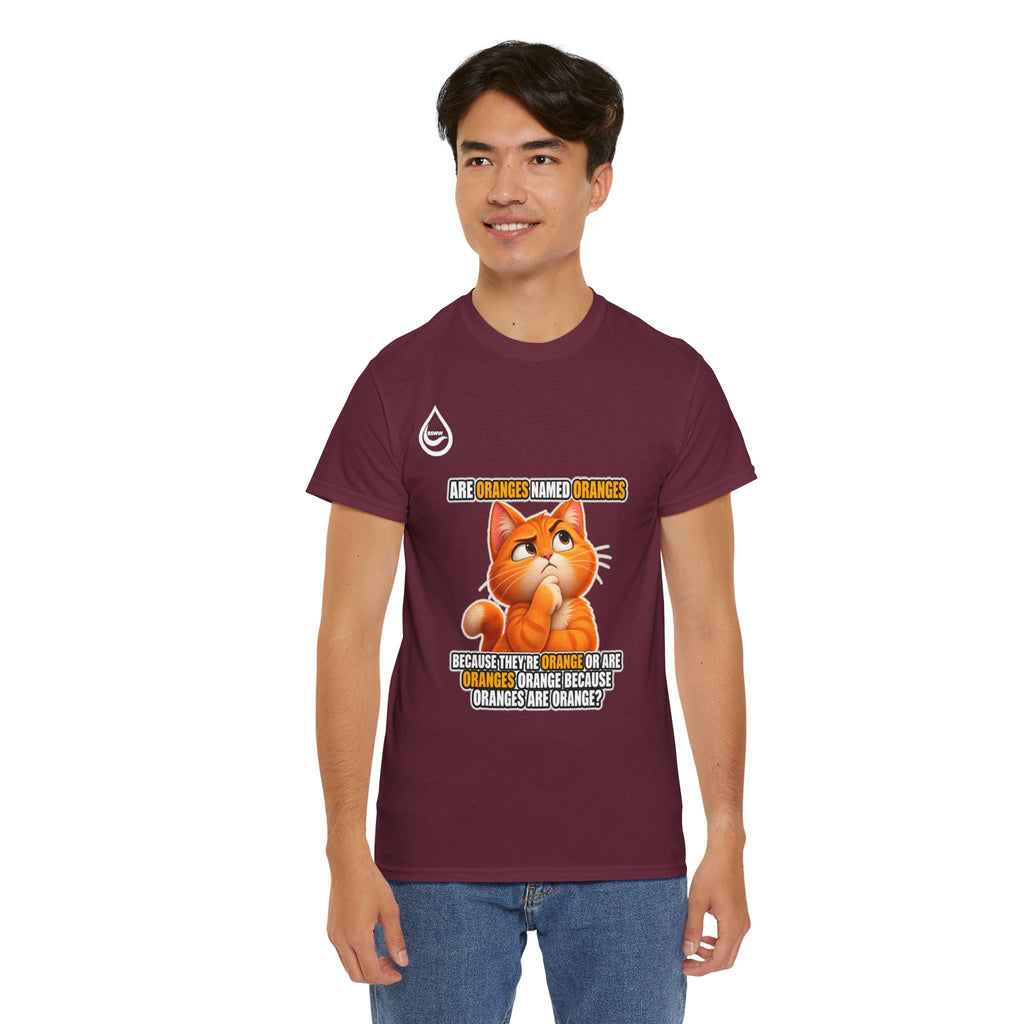 BS WETWEAR ORANGES EXPLAIN YOURSELVES CAT T-SHIRT