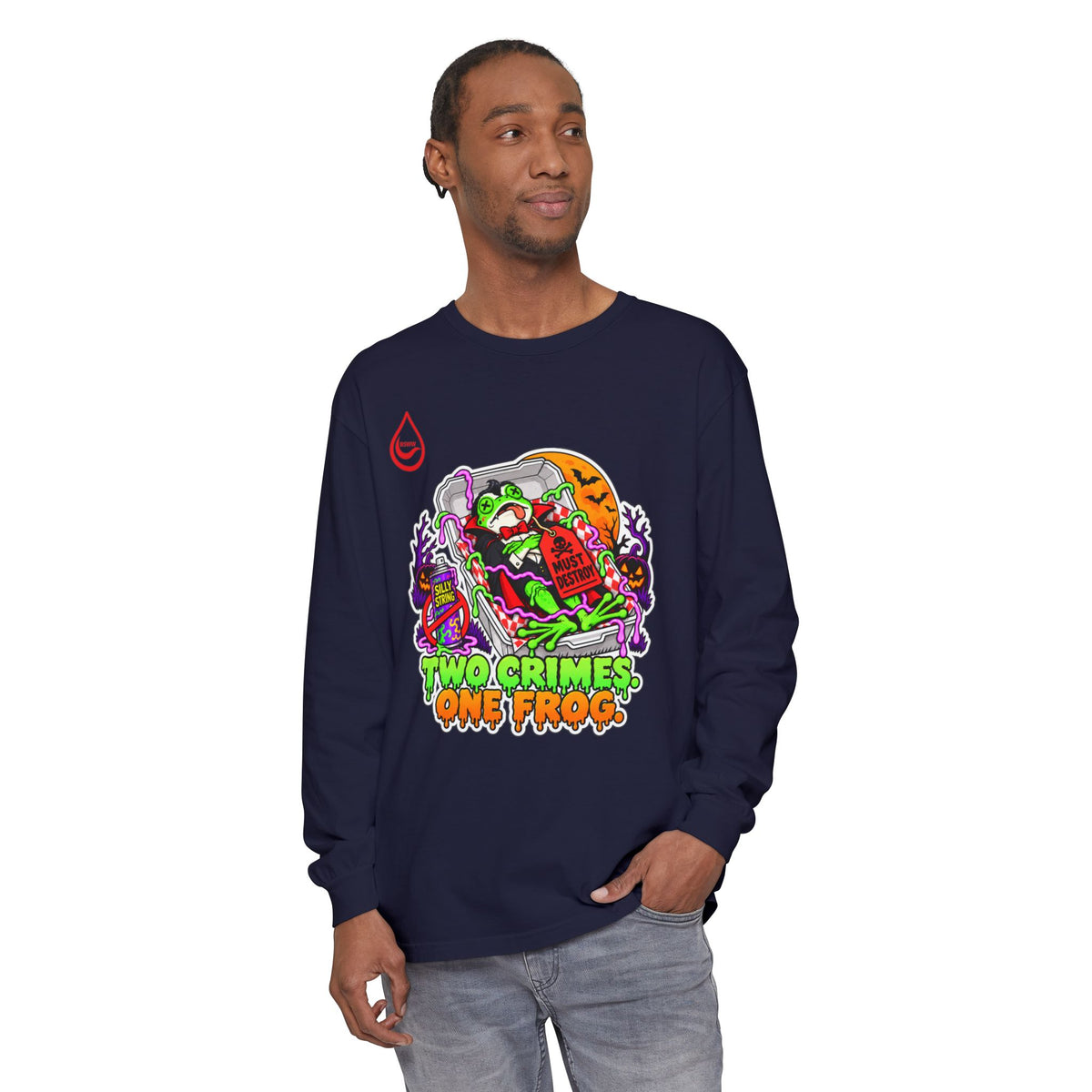BS WETWEAR TWO CRIMES ONE FROG HALLOWEEN LONG-SLEEVE T-SHIRT