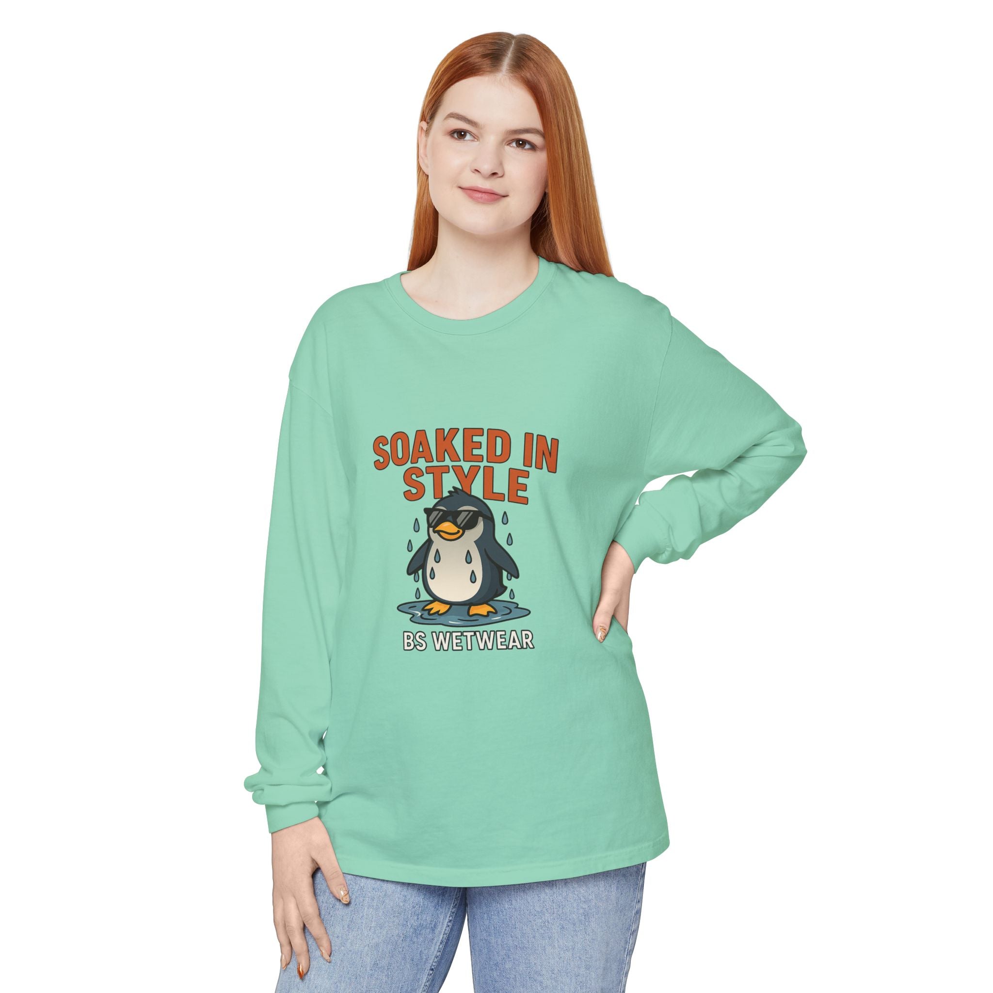 BS WETWEAR SOAKED IN STYLE PENGUIN LONG SLEEVE T-SHIRT