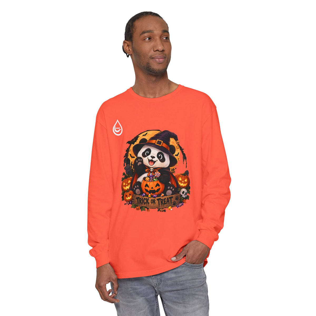 BS WETWEAR HALLOWEEN PANDA TRICK OR TREAT PARTY LONG SLEEVE T-SHIRT