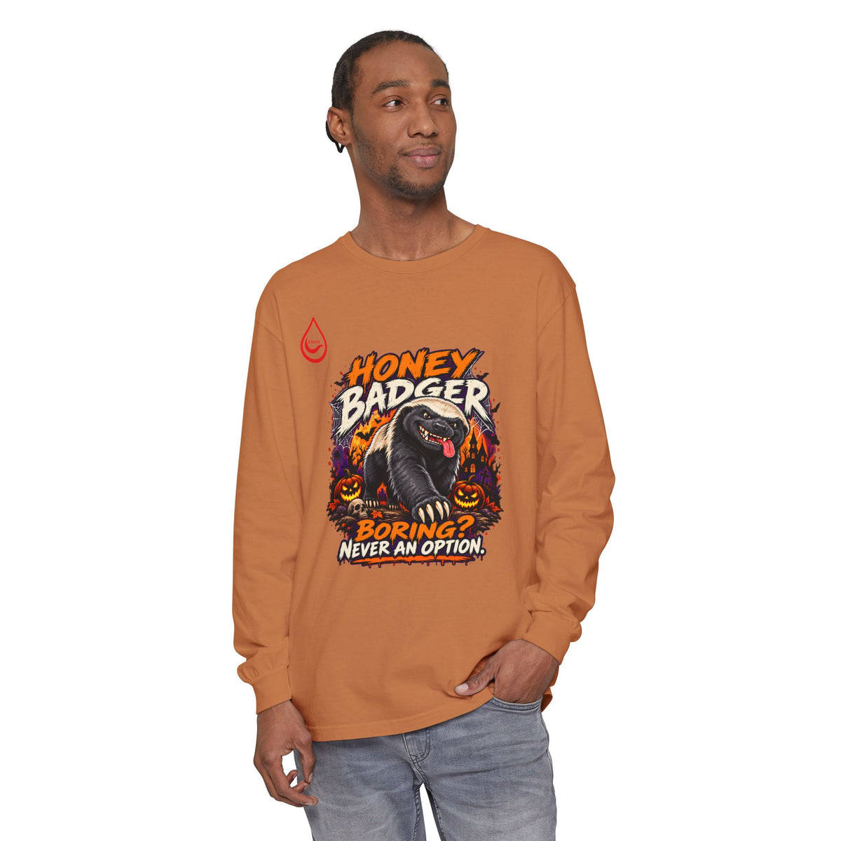 BS WETWEAR SPOOKY HONEY BADGER ATTITUDE LONG SLEEVE T-SHIRT