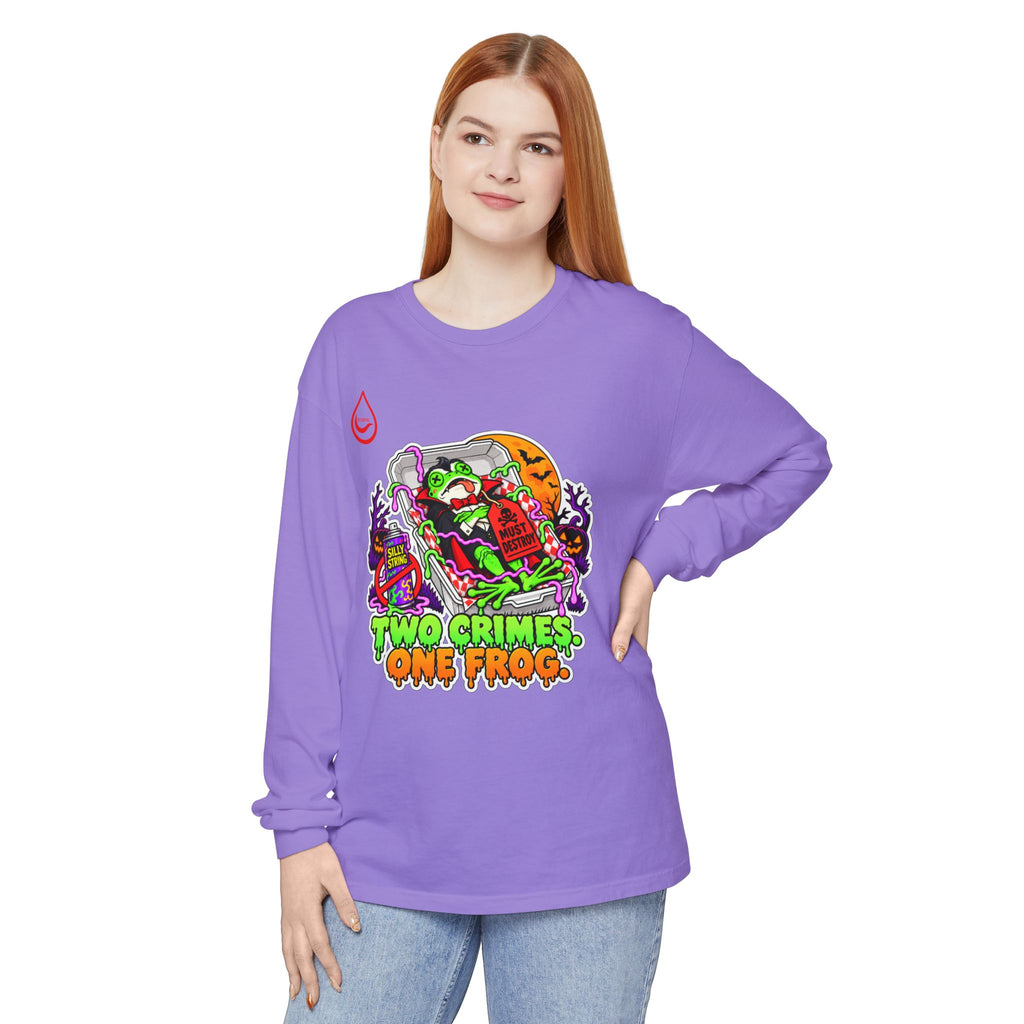 BS WETWEAR TWO CRIMES ONE FROG HALLOWEEN LONG-SLEEVE T-SHIRT
