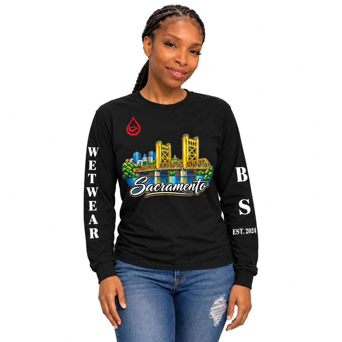 BS WETWEAR SACRAMENTO 916 CITY VIBES LONG SLEEVE T-SHIRT